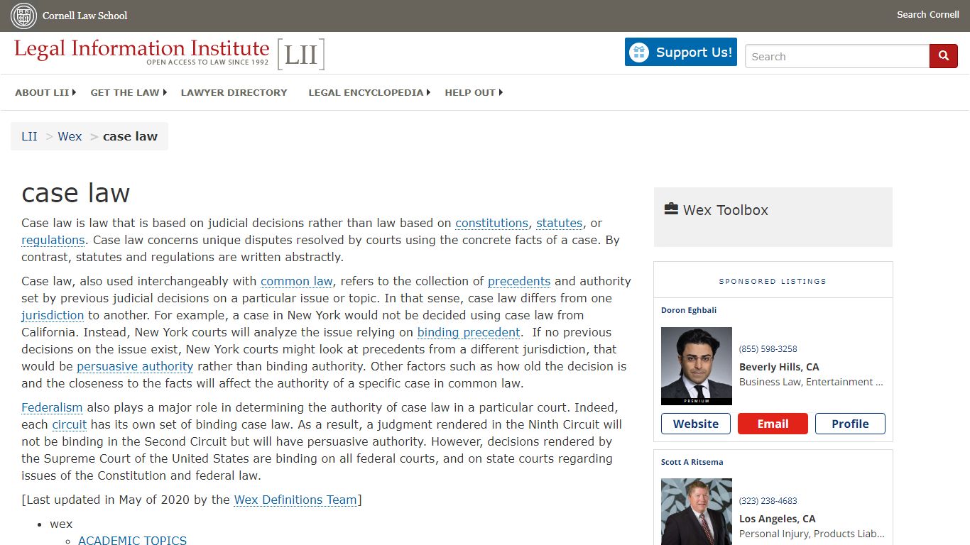 case law | Wex | US Law | LII / Legal Information Institute