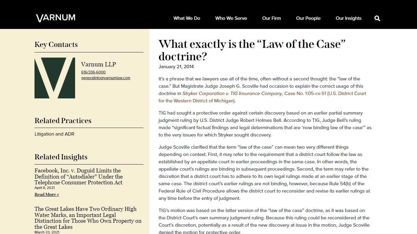 What exactly is the “Law of the Case” doctrine? - Varnum LLP